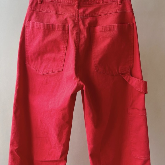 Red Carpenter Wide Leg Baggy Cargos from Zara - Picture 3 of 4